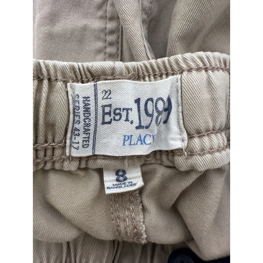 The Children's Place Boys Size 8 Khaki Cargo Pants Elastic Waist Tan